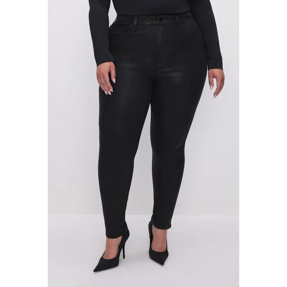 Good American Good Legs Black Coated Skinny Jeans Plus Size 24 NWOT - Picture 2 of 11